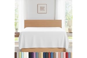Southshore Fine Living, Inc. White King Flat Sheet Only, 132" x 110" Oversized Top Sheets, Hotel Bedding, California Kings Top Sheets Stay Tucked on Toppers, Pillow Tops, White Flat Sheet King