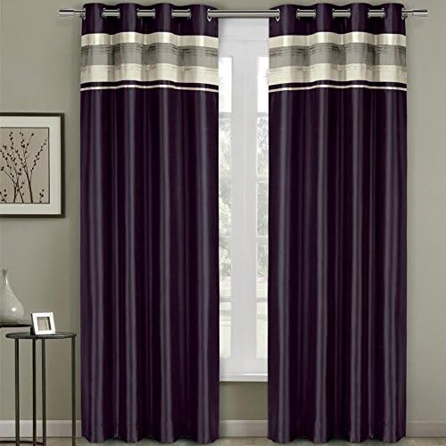 One Top Grommet Blackout Thermal Insulated Curtain Panels, Triple-Pass Foam Back Layer, Elegant and Contemporary Milan Blackout, Plum, 54" W by 96" L Panel