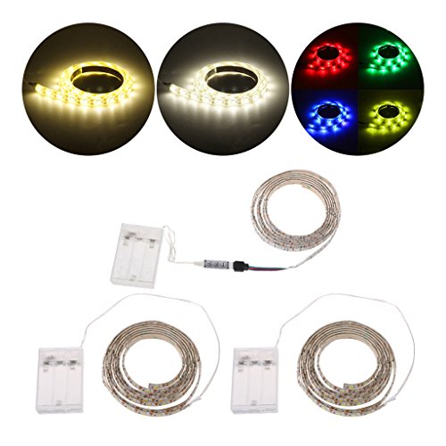 Hukai 4.5V Waterproof 5050 RGB Battery Operated 30 LED/m Flexible Strip Light TV Back Lighting Kit (White)
