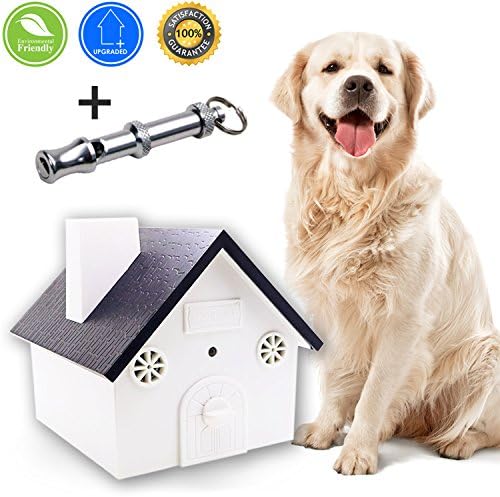 Ultrasonic Anti Barking Device, Sonic Bark Control Deterrent - Stop Dog Barking, Humane &amp; Safe for Dogs, Pets &amp; Humans, Outdoor &amp; Indoor Birdhouse, Up to 50 Feet Range + Dog Whistle