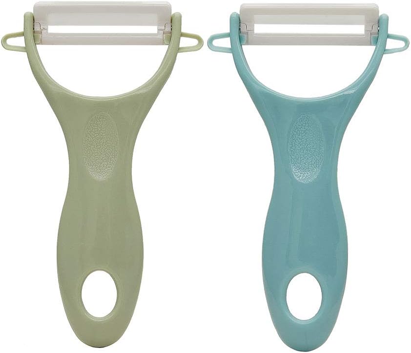 LOYOMA 2PCS Vegetables Peeler Advanced Ceramic Peeler - Rust Prevention,Best Cutting Fruits Potato Peeler & Y Peeler Ceramic Carry and Store