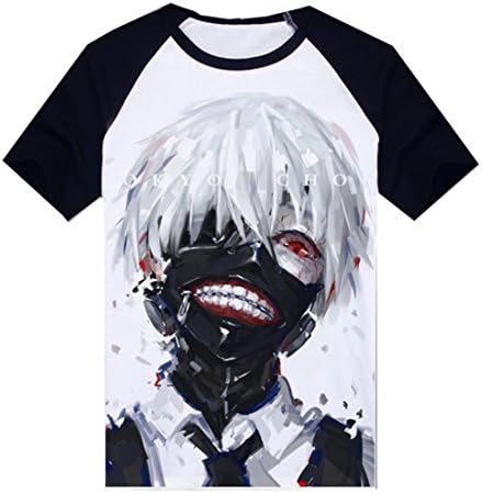 AnimeTown Tokyo Ghoul Cosplay Costume Anime Short Sleeves Tee T-shirt (XXL, WT-BK1)