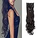 8Pcs 18 Clips 17-26 Inch Curly Straight Full Head Clip in on Hair Extensions Women Lady Hairpiece, Dark Brown #1