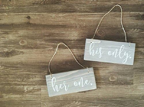 Her One His Only Signs, Mr and Mrs Signs, Mr &amp; Mrs Signs, Hanging Chair Signs, Wedding Chair Signs, Small Wedding Sign, Rustic Wedding Signs