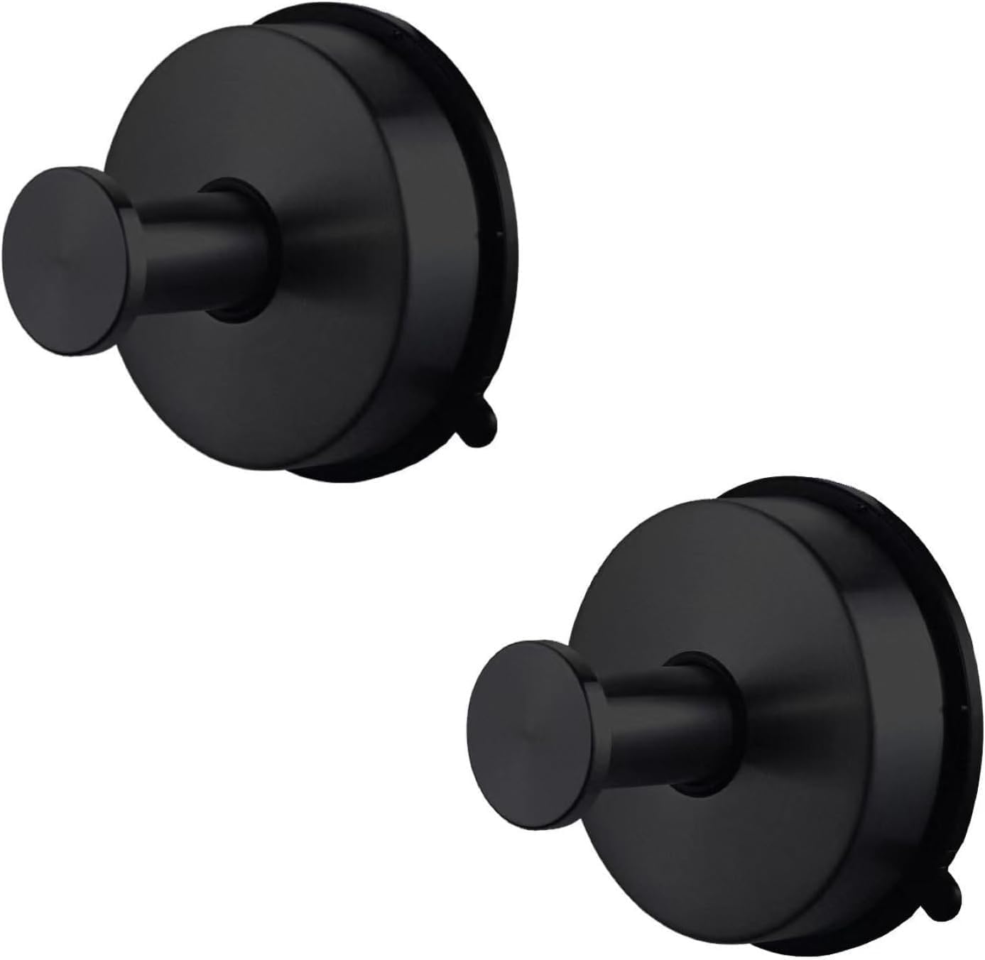 YUET 2 Pcs Suction Hooks, Vacuum Suction Cup Hook, Metal Towel Coat Hooks Robe Hook SUS 304 Stainless Steel Heavy Duty Door Hanger Clothes Closet Sponges Holder for Bathroom (Black)