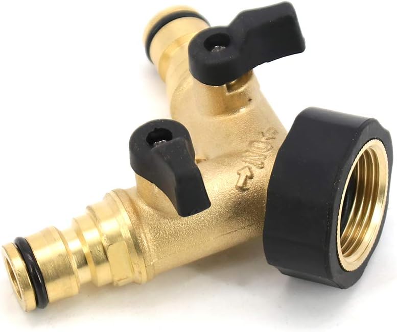 2 Way Brass Tap Garden Hose Splitter Double Tap Adaptor Irrigation Hose Connectors Manifold-Turn With Individual On/Off Valves For Outdoor Home Kitchen - Image 4