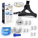 Anti Snoring Device Kit with Anti Snoring Chin Strap Includes Sleep Mouth Piece (3 Pieces)