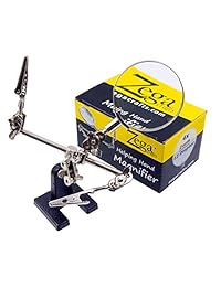 Zega Crafts Helping Lupa de mano   Lupa ajustable 4X en base de metal con 2 pinzas de cocodrilo ajustables   Diseñado para soldadura, manualidades y pequeños proyectos de precisión