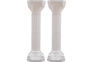 QWNBG Roman Columns Wedding Column Stand Roman Pillar Plant Stand Plastic Greek Column Statue Pedestal Flower Pot Holder Decor, Wedding Event Party Elegant Decorative Column (White, 2Pcs, 10.63x34.65 Inch)