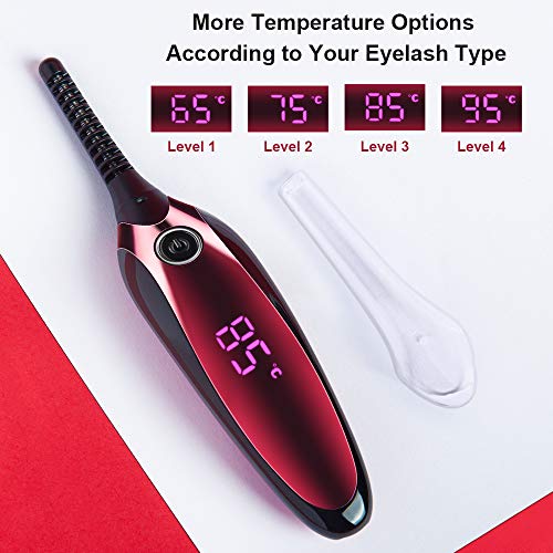 Heated Eyelash Curler, 2019【NEW VERSION】Acavado Electric Rechargeable Eyelashes Curlers for Quick Natural Eye Lashes Curling Long Lasting USB Charging 4 Temperature Gears with Display Screen