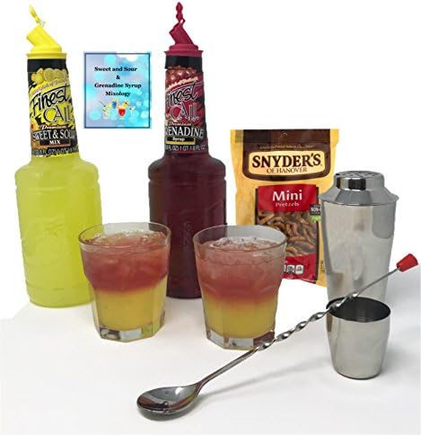 Cocktail Mixer | Finest Call Sweet and Sour Mix and Grenadine Syrup | Mixology Date Night Kit | Mixology Book