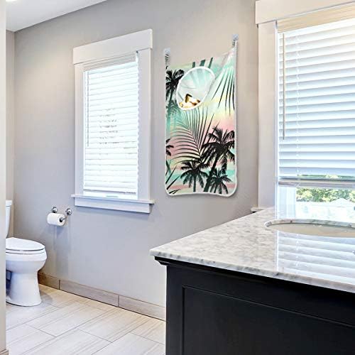 ランドリーバッグ ウォールポケット 折りたたみ 洗える 壁掛け おしゃれ 人気 ランドリー収納 通気 汚れた服収納袋 収納バッグ 吊り下げ収納 洗濯 物入れ ランドリーかご ランドリーバスケット Tropical Summer Palms B08b57s248 850円