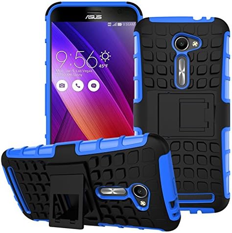 Zenfone 2 Case, chinstyle Asus Zenfone 2 ZE500CL / Zenfone 2E 5.0 inch 2in1 Case Heavy Duty Rugged Soft Hard Dual Layer Shock Resistant with Kickstand Protective Back Cover Blue