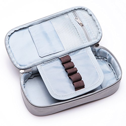 Pencil Case, Big Capacity Pen Bag Stationery Pouch Case Cosmetic Bags for Student Storage Office Organizer (Gray) - Thumbnail 5