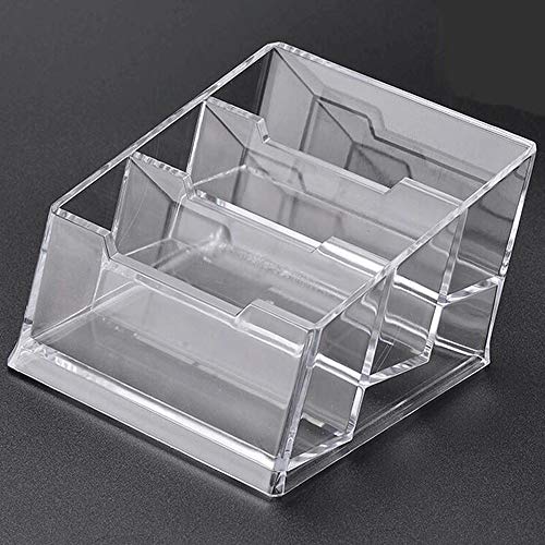 Business Card Case Holder, 2 Tier Premium Acrylic Clear Business Card Holder Display, Plastic Business Card Stand Organizer for Office (2 Pack 3 Tier)
