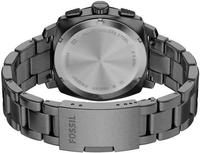 New Machine Reloj para Hombre, Movimiento cronógrafo de Cuarzo de 44 mm con Correa de Acero Inoxidable o Cuero, Gris Suave, Pulsera — foto 5 de 6
