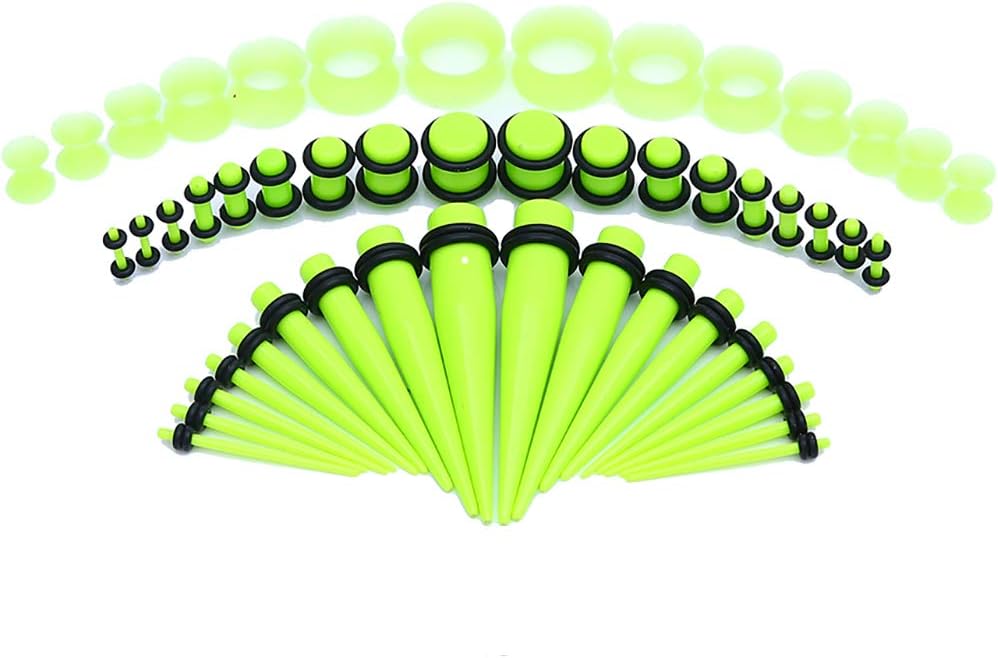 Ear Gauges Stretching Kit - 50Pcs Acrylic Tapers and Plugs Silicone Tunnels Set, Prefect for Punk, Rock, Street or Daily