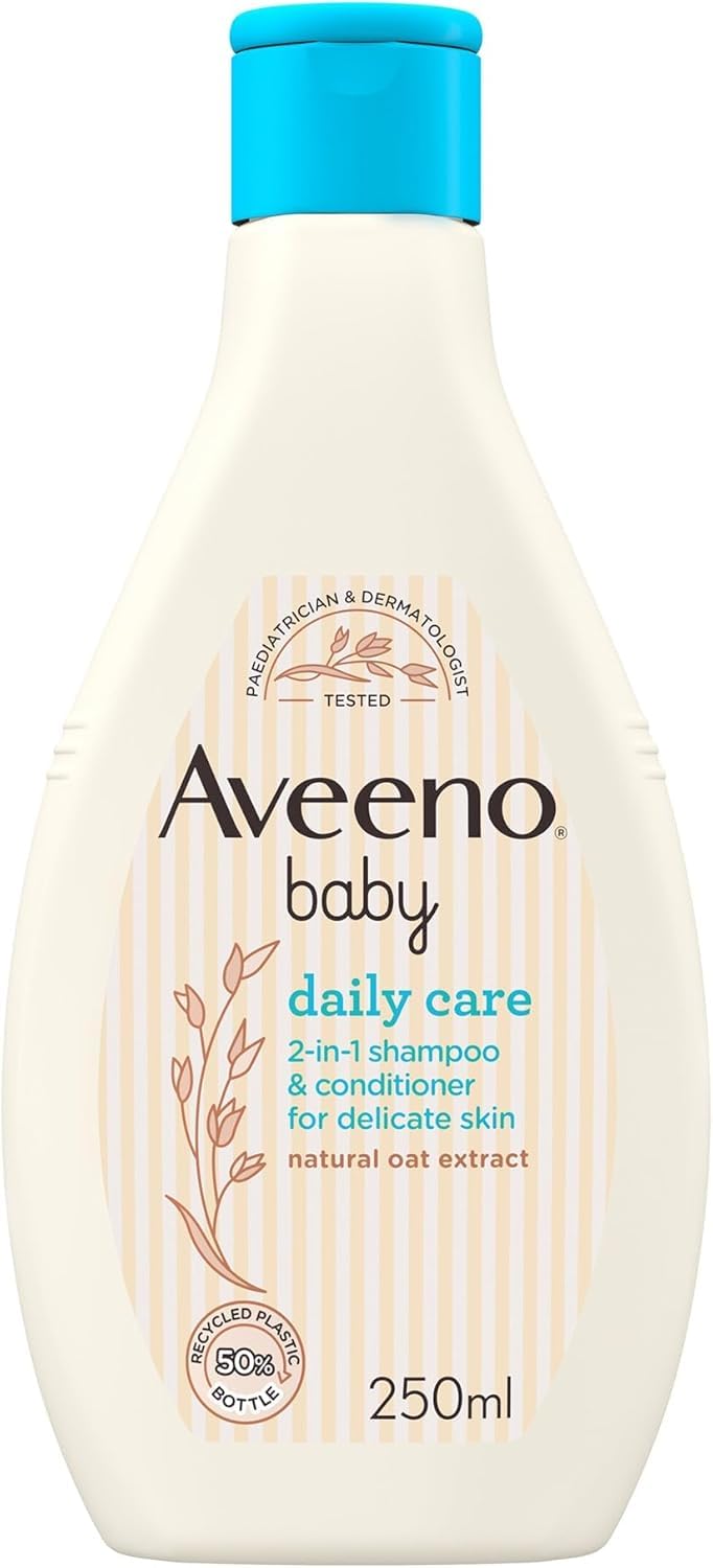 Aveeno Baby Daily Care 2-in-1 Shampoo and Conditioner (1x 250ml), Gentle Baby Shampoo and Conditioner with Natural Oat Extract to Cleanse Scalp and Hair, Haircare Suitable for Sensitive Skin