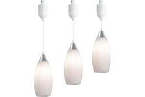 Kiven H-Type Track Lighting Pendants Adjustable Height,Modern h Track Pendant Lights with Frosted Glass Lampsade,Decorative T