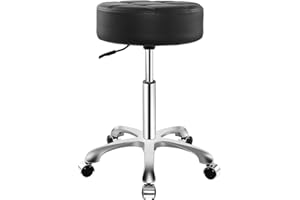 Rolling Adjustable Stool for Work Medical Tattoo Salon Office,Heavy Duty Esthetician Hydraulic Chair Stool with Wheels (Black)