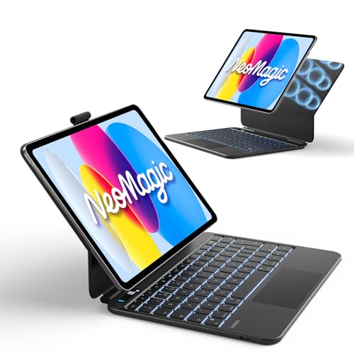 Inateck NeoMagic Magnetic Keyboard Case for iPad A16 11th Generation 2025 11 inch/10th Generation 10.9 inch, Large Multi-Touch Trackpad, LED Power Display, 7 Color Backlit, QWERTY, with Pen Holder