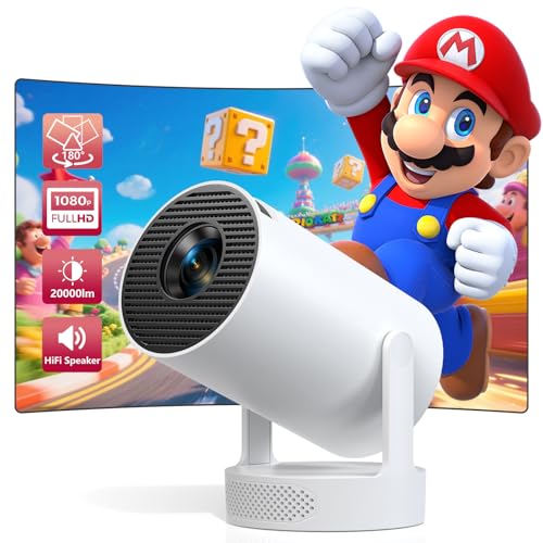 Photo 1 of Smart Mini Projector with Android 11 & 5000+ Apps, 4K Supported Full HD 1080P, 20000 Lumens, Wi-Fi 6 & Bluetooth 5.0, 180° Rotatable Home Cinema Projector with Auto Keystone & HiFi Speakers