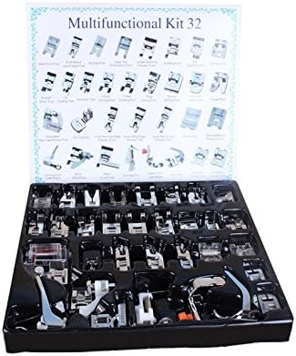 32pcs Durable Domestic Sewing Machine Presser Foot Set for Brother Singer Janome Newhome White Low Shank Sewing Machines