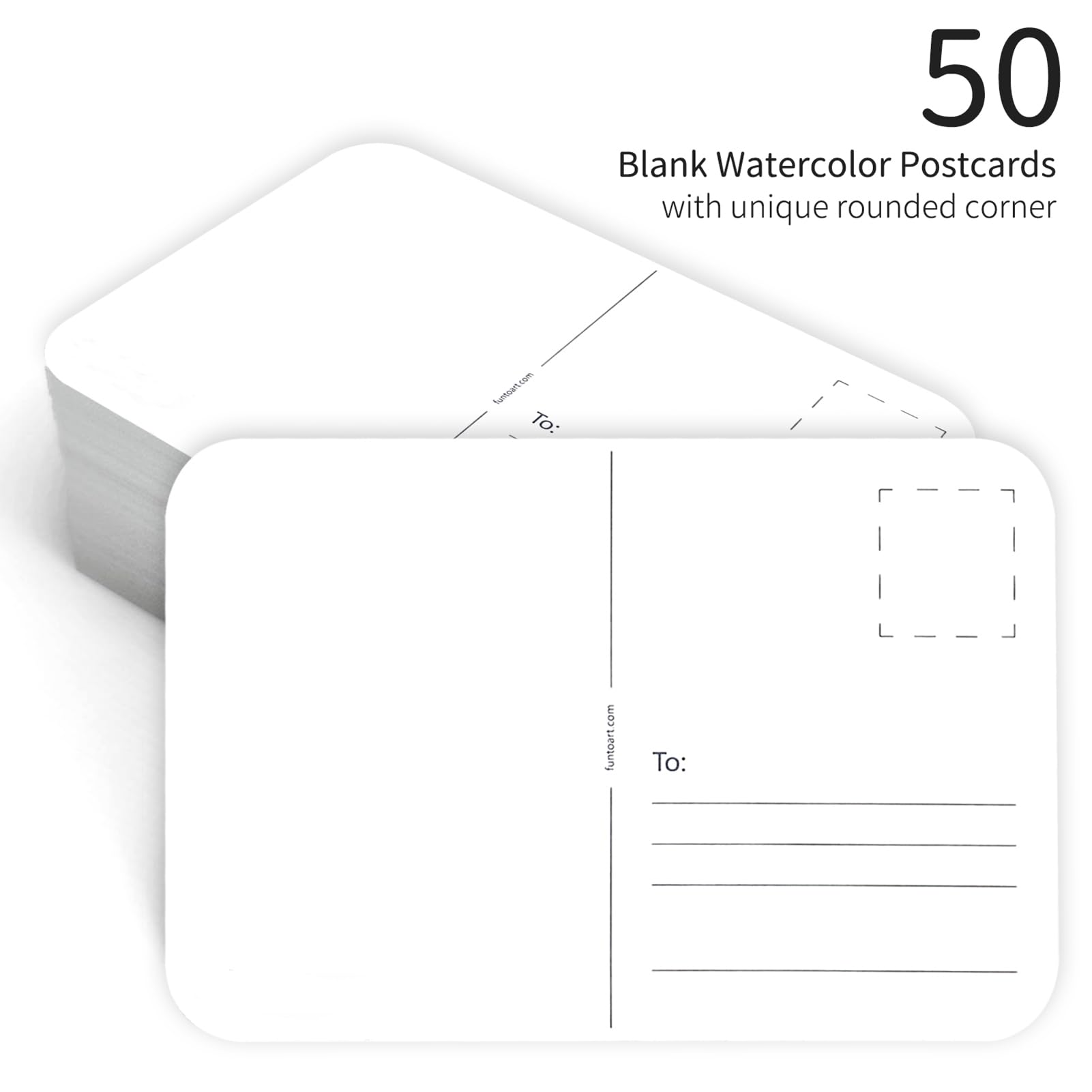 Funto Blank Watercolor Paper Postcards, 50 Cards, 4x6, 140lb/300gsm, Acid-Free Heavyweight Art Paper for Thank You Notes & Greeting Cards