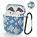 AirPods Case - Xmifer Airpods Case Cover for Apple Airpods 2/1 with Keychain Airpods Accessories(Teal Blue Daisy)