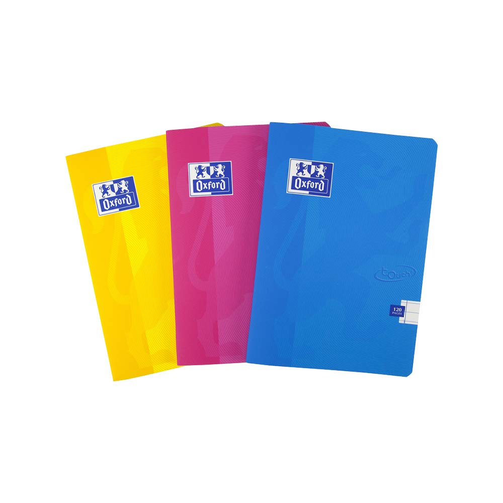 Oxford Touch A5 120 Page Softcover Stapled Notebook Assorted Colours, Pack of 3, 400130331