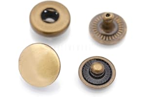 CRAFTMEMORE 50 Sets Antique Brass Snap Buttons S-Spring Socket Popper Fasteners for Jacket Bag Closures VT1 (8mm (0.31"))