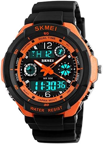 Heroway Man's Analog Didital Multifunction Watch for Outdoor Sport Casual Military with Shockproof &amp;Waterproof(ORANGE)