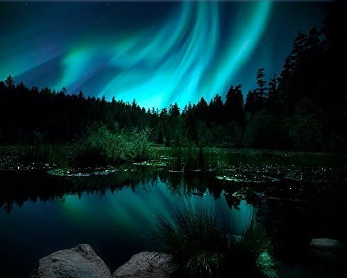 Northern Lights Wall Art, Aurora Borealis Art, Northern Lights Print, Teal Wall Art Decor, Living Room Bedroom Large Wall Art