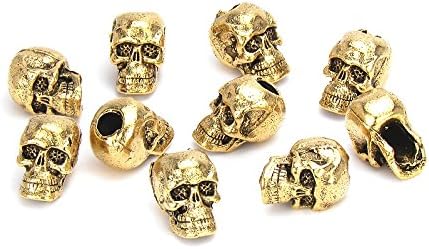 Set of 10 Roxy Jewels Top Quality Gold Pewter Skull Beads - 10 X 8mm with Large 3.5mm Vertical Hole