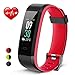Heetik Fitness Tracker, Activity Tracker with Heart Rate Sleep Monitor Healthy Tracker IP68 Waterproof Smart Wristband with Calorie Step Counter Color Touch Screen Watch for Women Men (Black&Red)