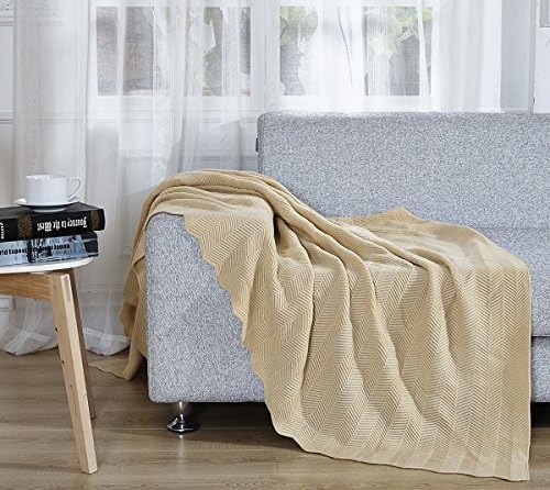 Anna Ricci Knitted Chunky Collection Super Soft 100% Acrylic Throw Blanket (Light Yellow, 50x70 inches, Set of 1)