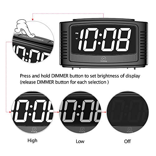 DreamSky Digital Alarm Clock with Snooze, 1.2 Inch Clear Led Digit