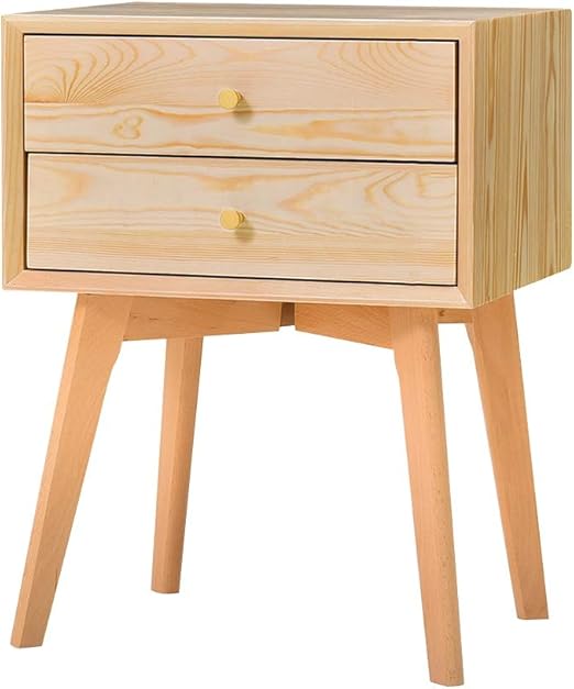 Amazon Com Bedside Table With Beech Solid Wood Leg Nightstand