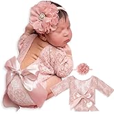 ForBaysy Newborn Photography Props Girl Outfit Lace Romper Match Cute Flower Headband Newborn Dress Posing Props