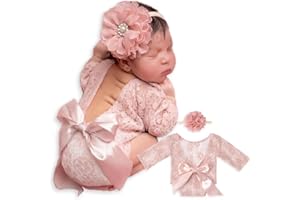 ForBaysy Newborn Photography Props Girl Outfit Lace Romper Match Cute Flower Headband Newborn Dress Posing Props