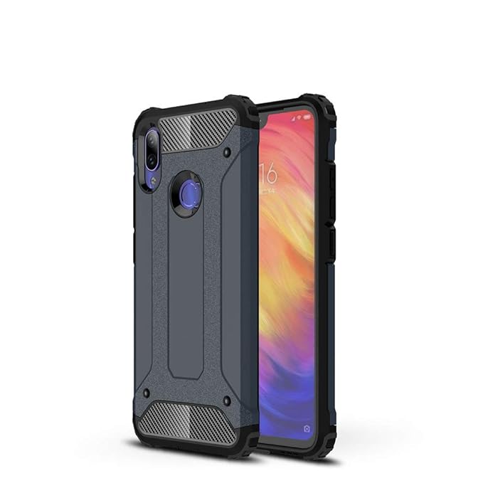LAGUI Passend für Xiaomi Redmi Note 7 / Note 7 Pro Hülle, Stylisch Trend Rugged TPU/PC Dual Layer Outdoor Schutzhülle, blau