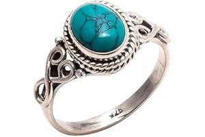 AVICRAFTS Turquoise Stone Ring 925 Sterling Silver Statement Ring For Women Handmade Rings Gemstone Christmas Promise Ring Gift For Her