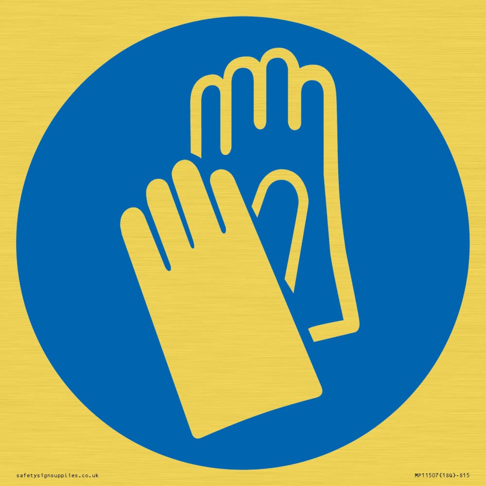 Custom Mandatory: Wear protective gloves Sign - 150x150mm - S15