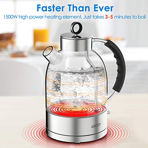KettlesElectricGlassWaterKettle, ASCOT Tea Heater & Hot Water
