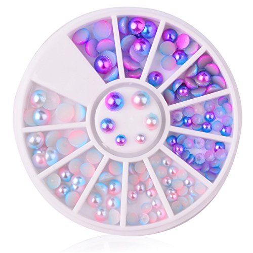 Mezerdoo 3 Wheels Set Mix Size Gradient Mermaid Pearl Flat Back Magic Symphony Charms Bead 3D Nail Art Tips Decoration Manicure 3/4/5/6mm - Thumbnail 2