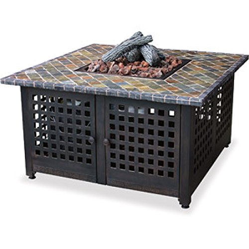 Slate And Marble Tile Propane Gas Fire Pit Amazon Co Uk Garden