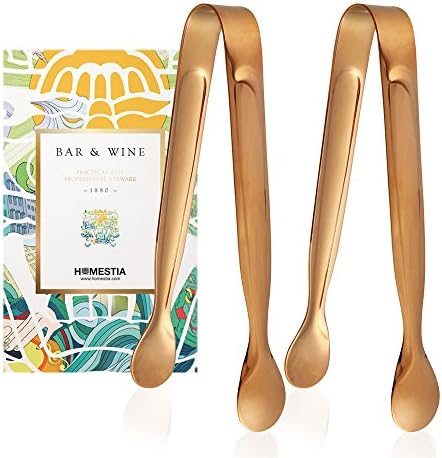 Sugar Tongs Ice Tongs by Homestia 4 inch Stainless Steel Gold plated, Set of 2