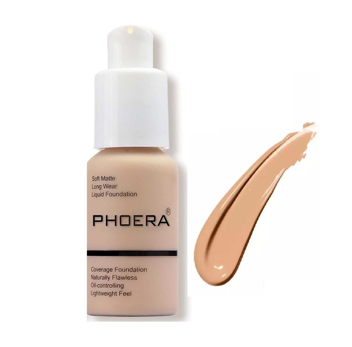 Aquapurity Phoera® Full Coverage Foundation Soft Matte Oil Control Concealer 30ml Flawless Cream Smooth Long Lasting (104 BUFF BEIGE)