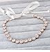 Crystal Rhinestone Wedding Bridal Rose Gold Headband Hair Hairpiece with Ivory Ribbon