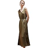 URBAN REVIVO Womens Summer Sleeveless Dresses 2025 V Neck Long Maxi Dress Casual Spaghetti Beach Sun Dress